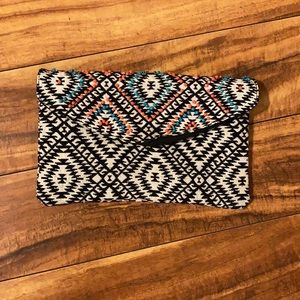 Merona clutch black and white with neon details
